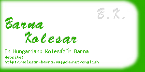 barna kolesar business card